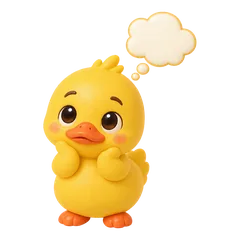Crouton the duck with an empty thought bubble