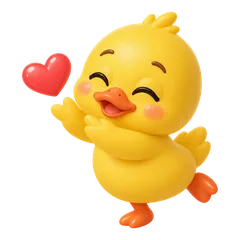 Crouton the duck blowing a heart