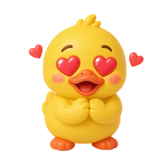 Crouton the duck with heart eyes