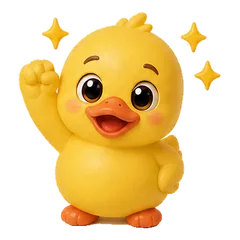 Crouton the duck cheering, with sparkles